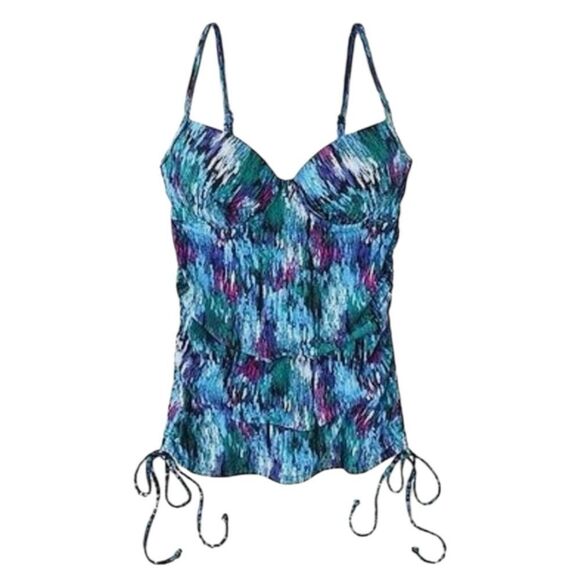 Spanx Love Your Assets Ruched Tankini Swim Top Size Medium - Picture 4 of 7